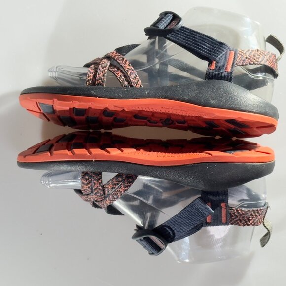 CHACO Kid's Adjustable Strap Padded Eclipse Hiking Sandals Black/Orange Size 5 - Picture 8 of 10